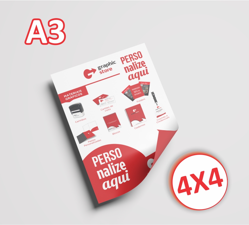 1000 Panfletos/ folders - A3 - 29,7x42cm- 4x4 core