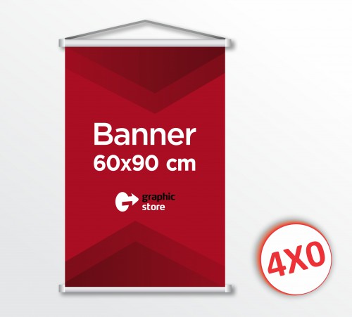 Banner Brilho 60x90 cm - com Acabamentos em Bastões e Corda