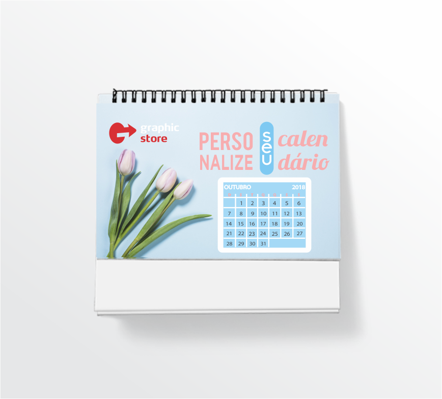 Calendário de mesa - 20x14cm -  acima de 51 unidades